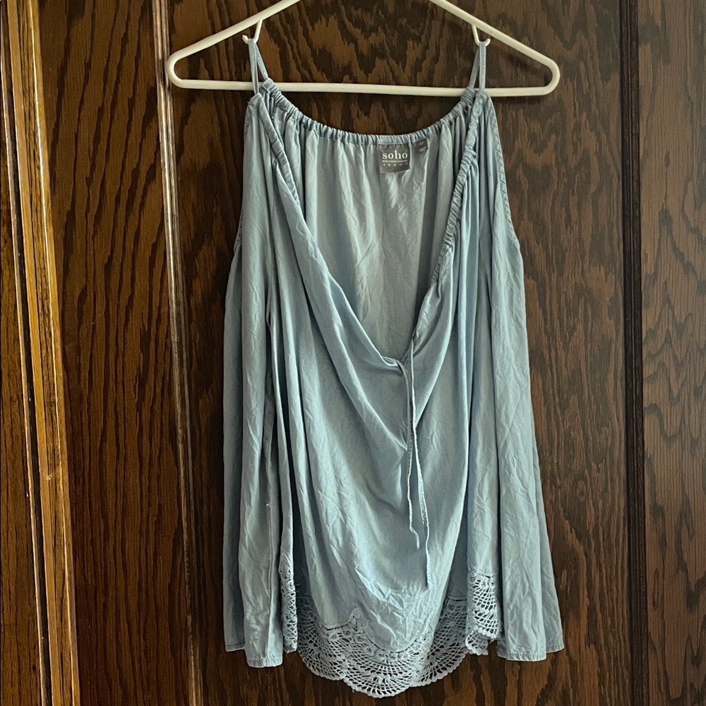 Soho Sky Blue Draped Blouse